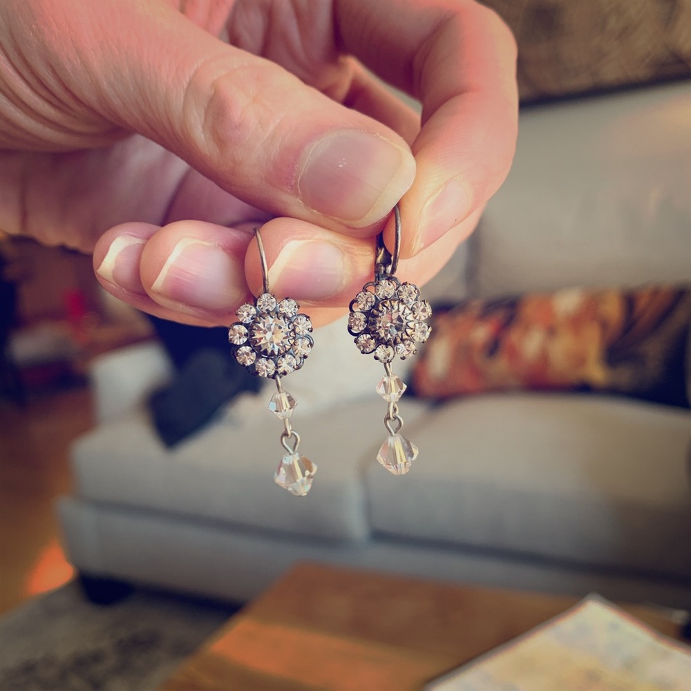 Floral crystal earrings